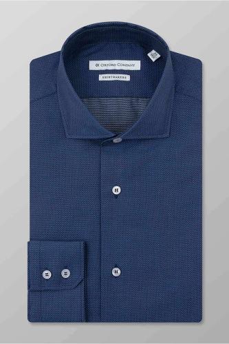 Oxford Company ανδρικό classic πουκάμισο roxy με μικροσχέδιο Slim Fit - M544NRU21.01 Μπλε Σκούρο